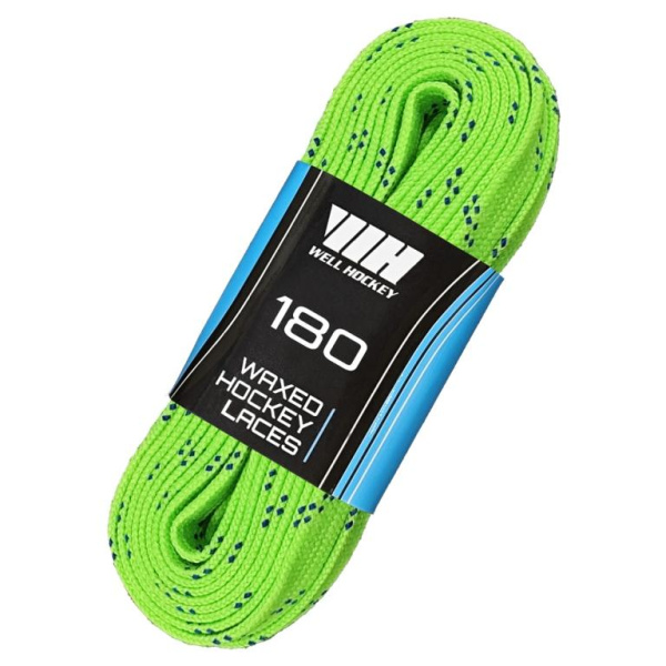 0004069 WELL HOCKEY Шнурки хоккейные с пропиткой Hockey Laces WAXED (Lime, 180 см)