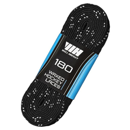 0003996 WELL HOCKEY Шнурки хоккейные с пропиткой Hockey Laces WAXED (Black, 180 см)