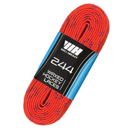 0004076 WELL HOCKEY Шнурки хоккейные с пропиткой Hockey Laces WAXED (Orange, 244 см)